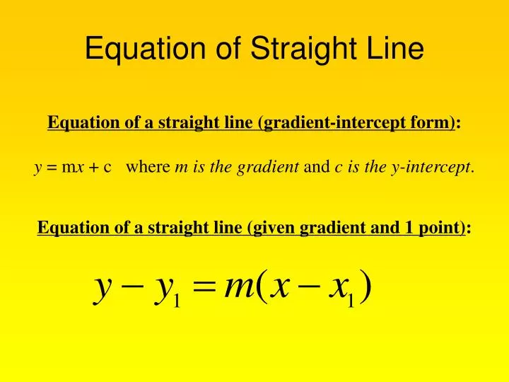Equation Of Straight Line Worksheets