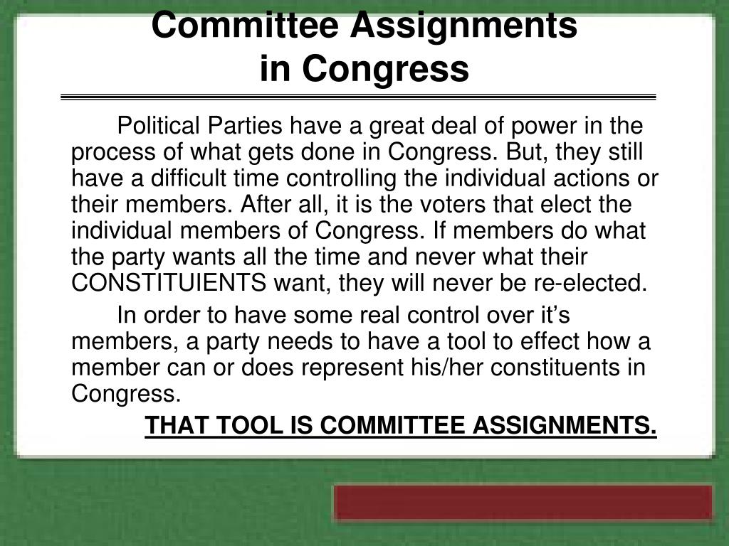 committee assignments in congress are