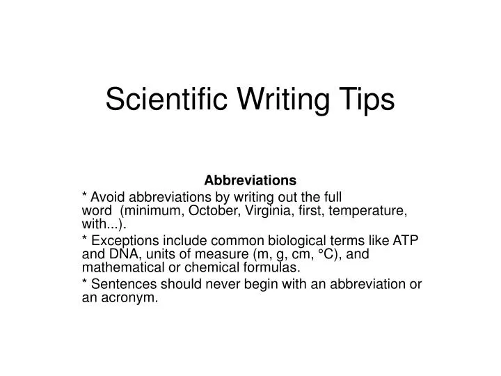 PPT Scientific Writing Tips PowerPoint Presentation, free download
