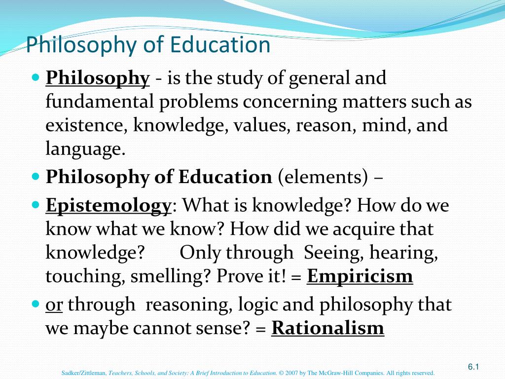 what is your critical understanding of philosophy of education