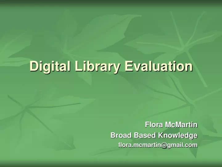 digital library evaluation n.