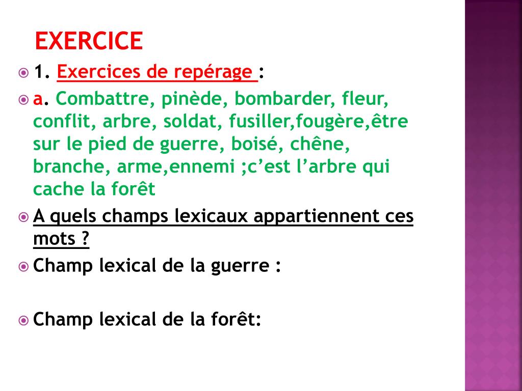 PPT - LE CHAMP LEXICAL LE CHAMP SEMANTIQUE PowerPoint Presentation ...