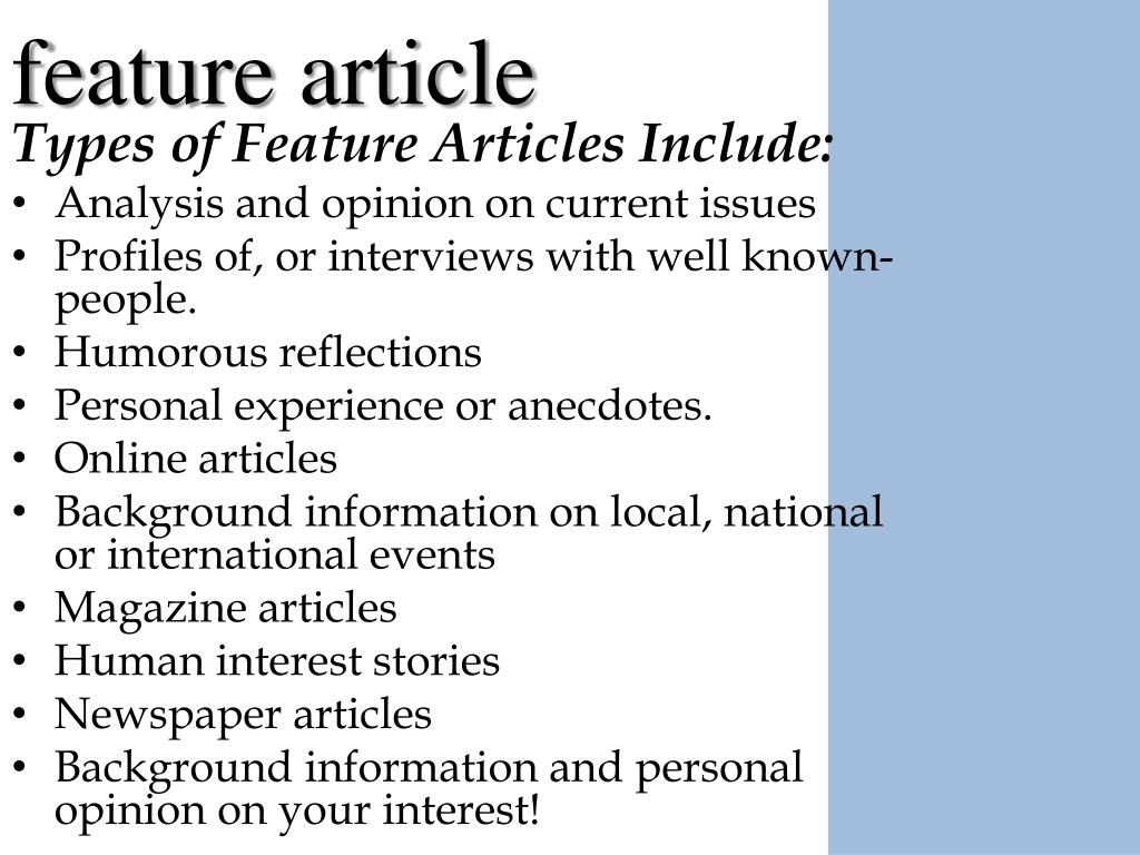 feature article and essay