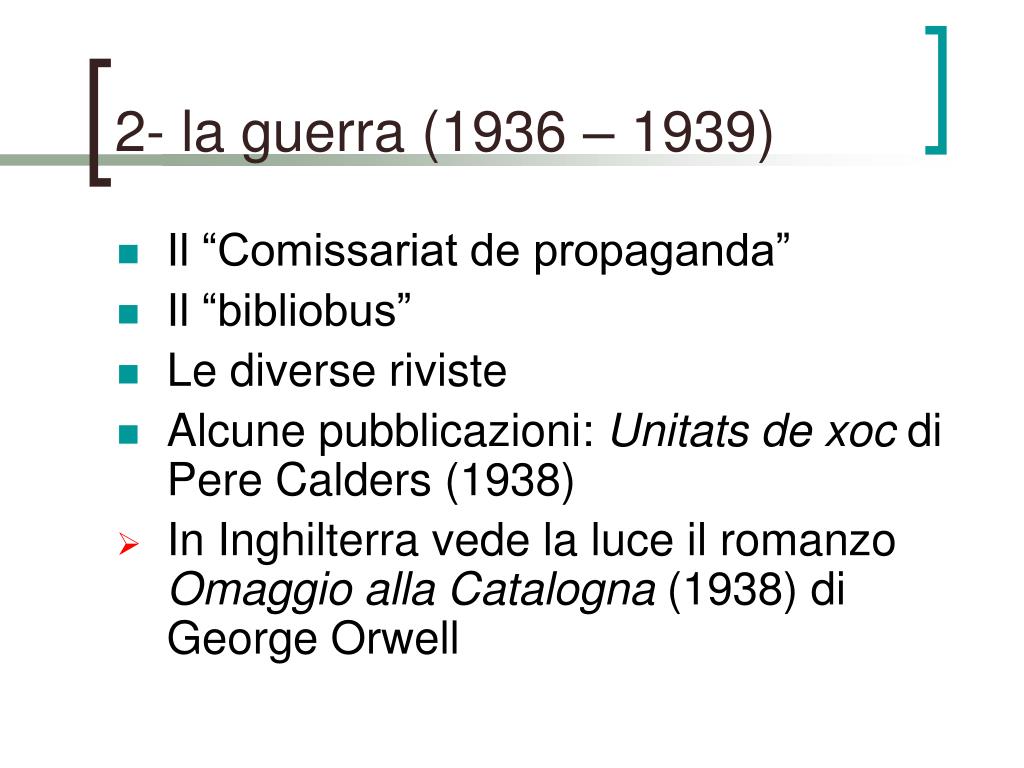 PPT - Letteratura catalana contemporanea: la guerra civile spagnola.  PowerPoint Presentation - ID:2978139