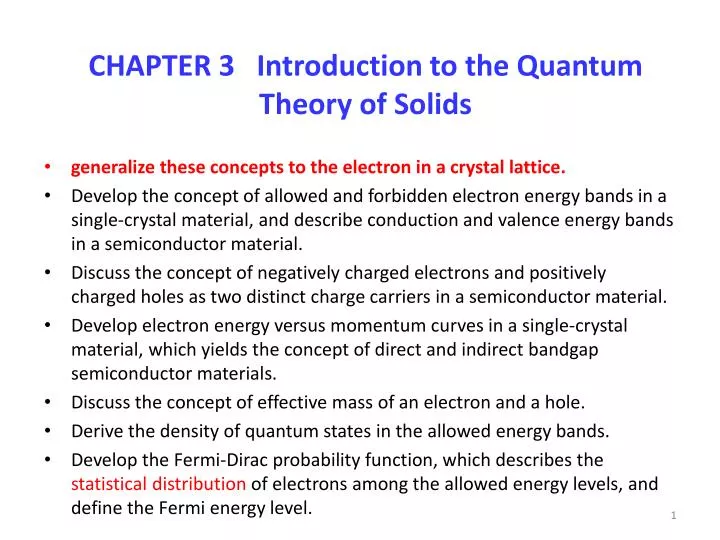 Ppt Chapter 3 Introduction To The Quantum Theory Of Solids - 