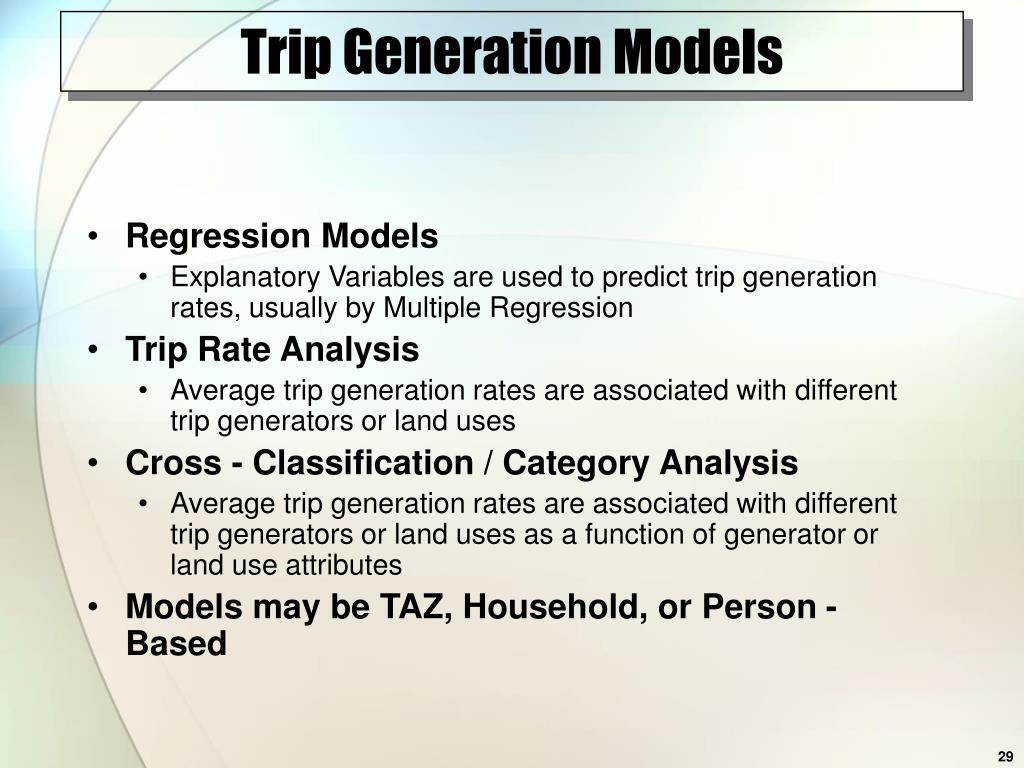 trip generation model example