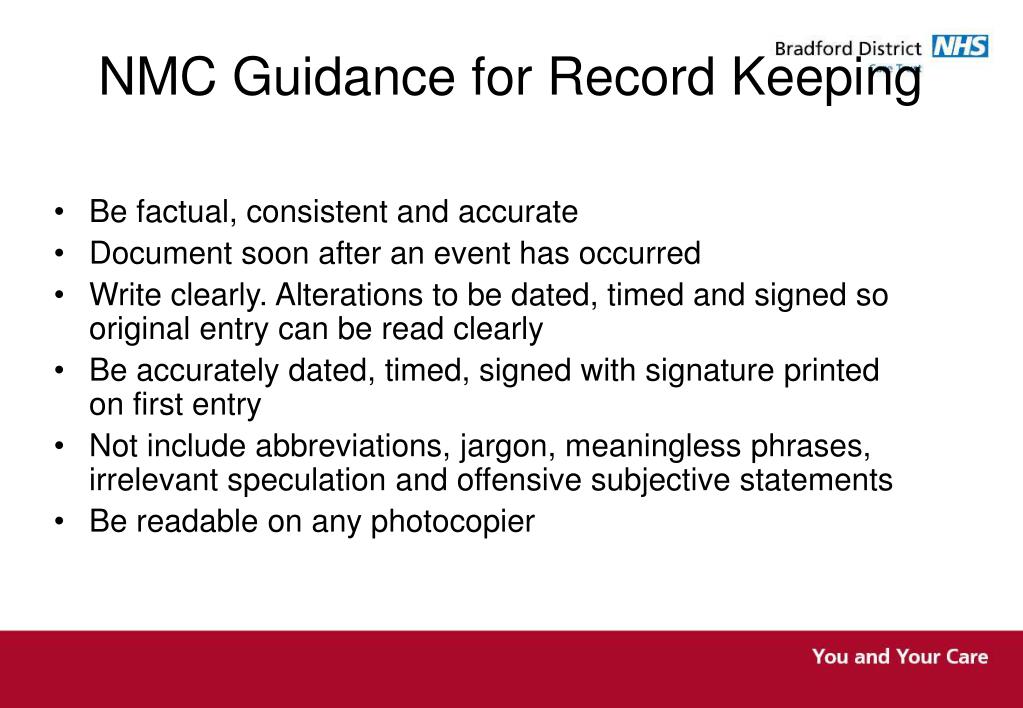 Nmc Medical Record Keeping Standards