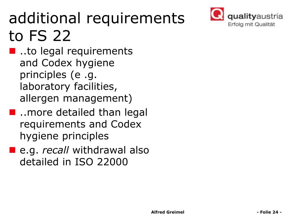 PPT - News for food enterprises and retailers: ISO 22000 + PAS 220 ...