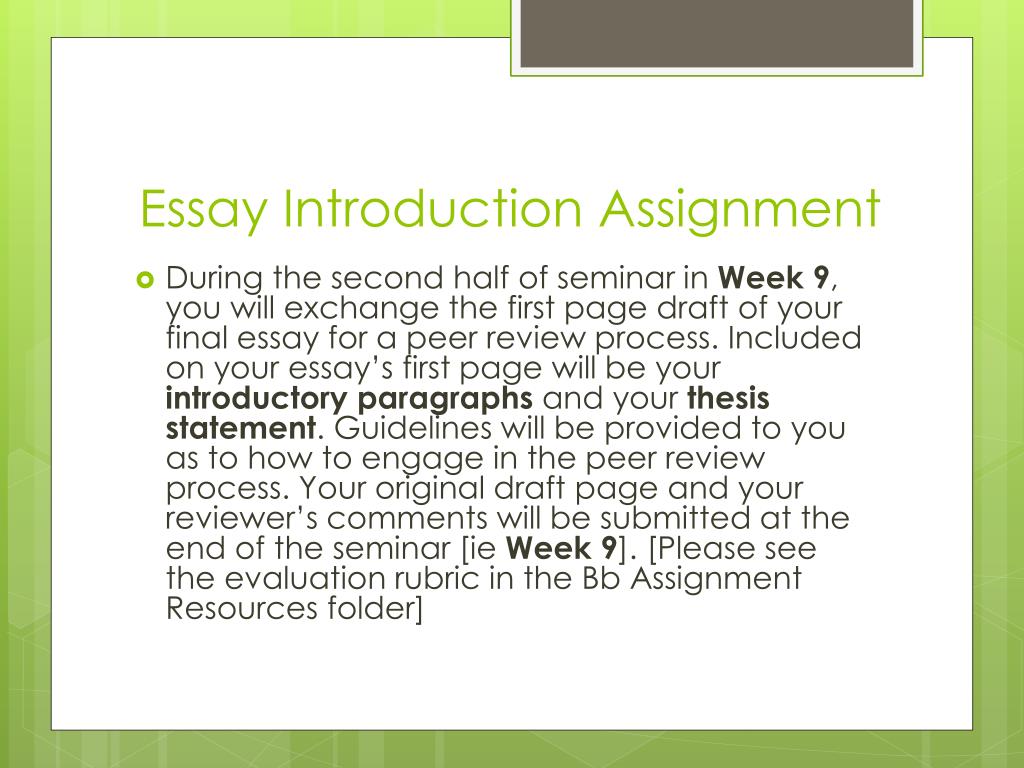 How to write an introduction to an essay example