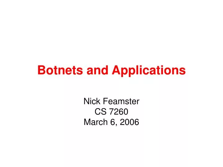botnets and applications n.