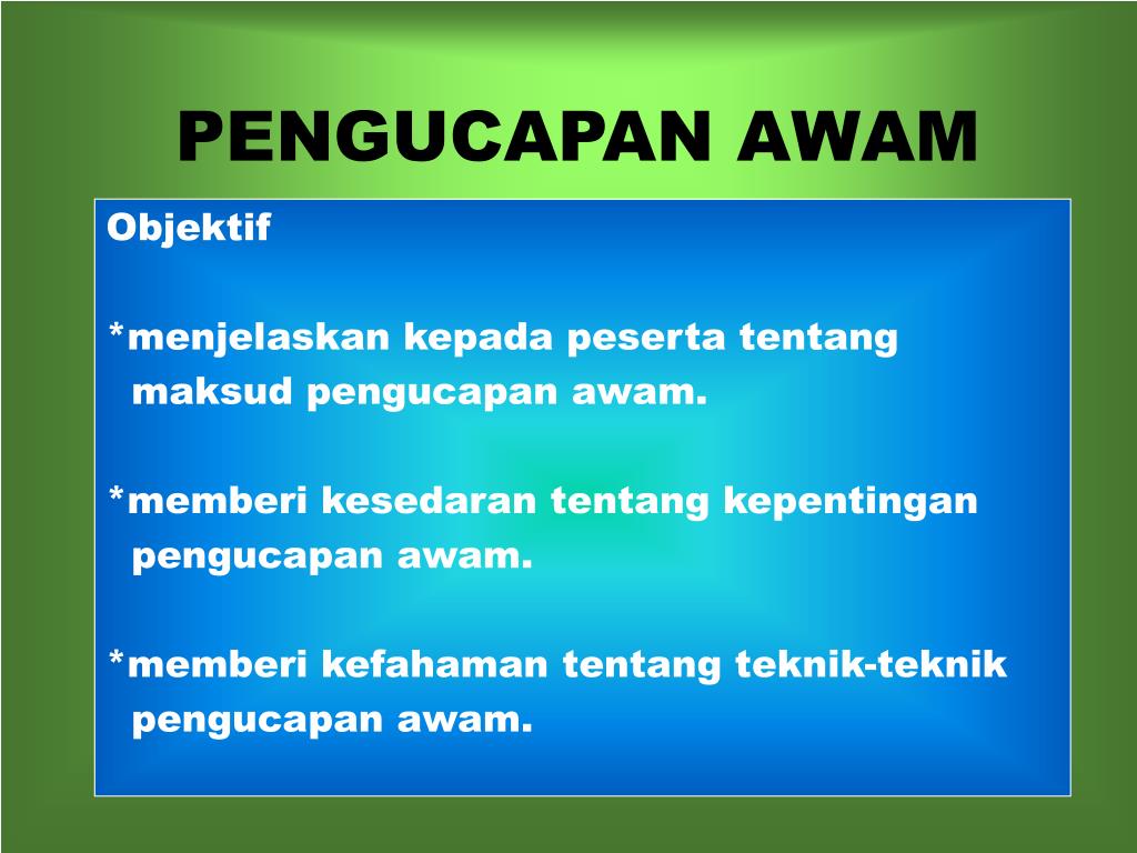 contoh assignment pengucapan awam