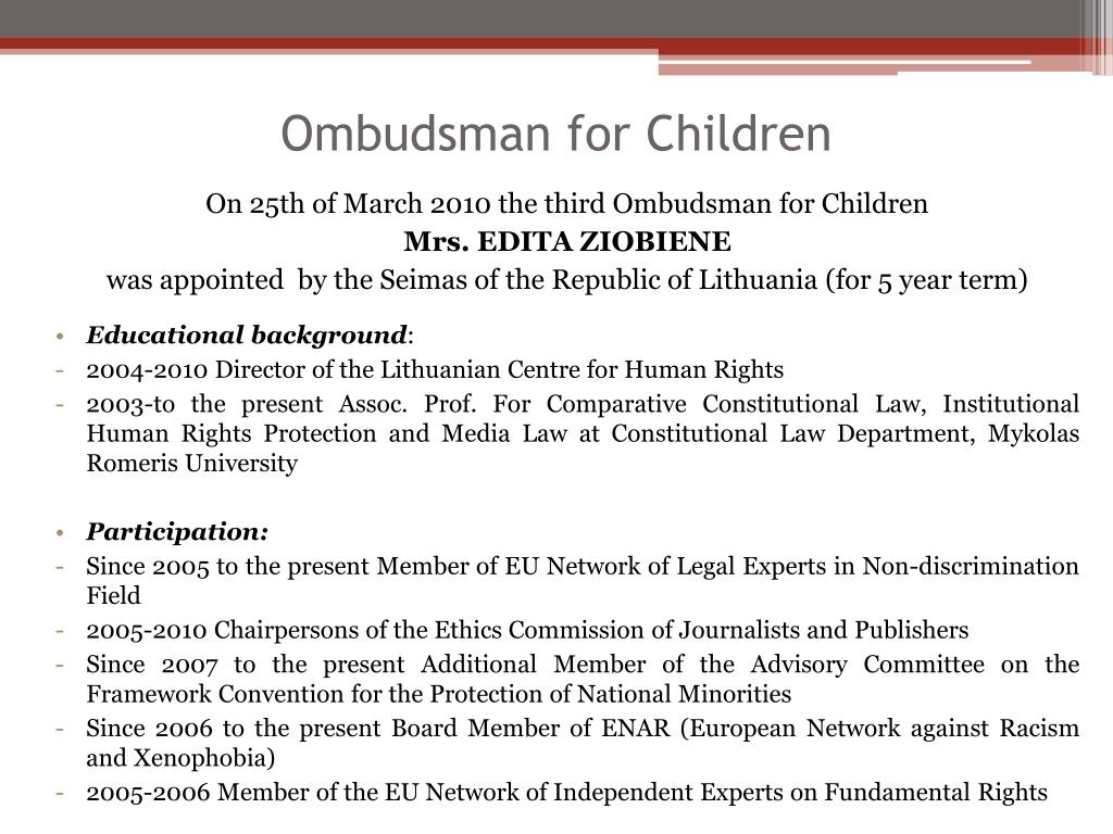PPT - SUMMARY OF ANNUAL ACTIVITIES Ombudsman for Children of the ...