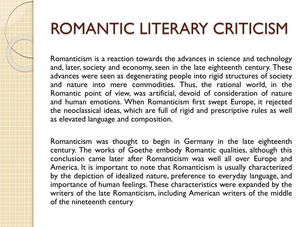 PPT ROMANTIC LITERARY CRITICISM PowerPoint Presentation, free download ID2984159