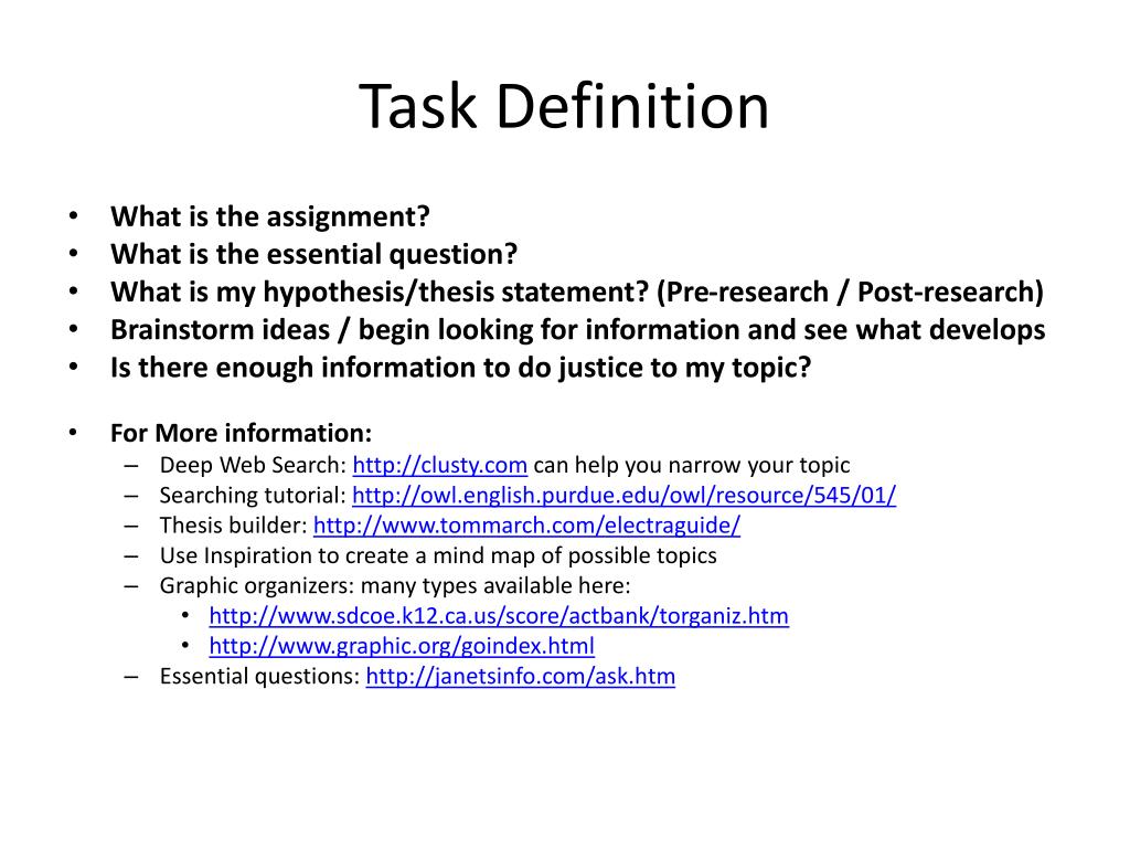 assignment of task definition