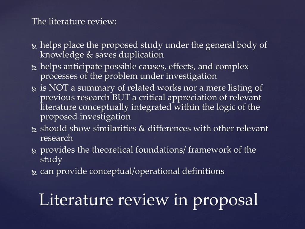 literature review in research proposal meaning