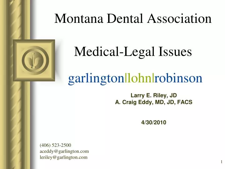 PPT Montana Dental Association MedicalLegal Issues PowerPoint