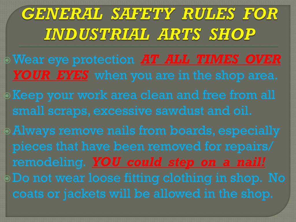 PPT Shop Safety Rules & Procedures PowerPoint
