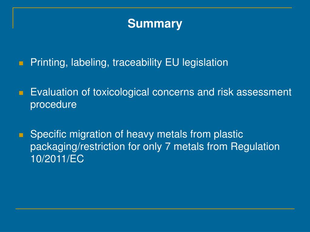 PPT on European Food Contact Legislation Aspects of
