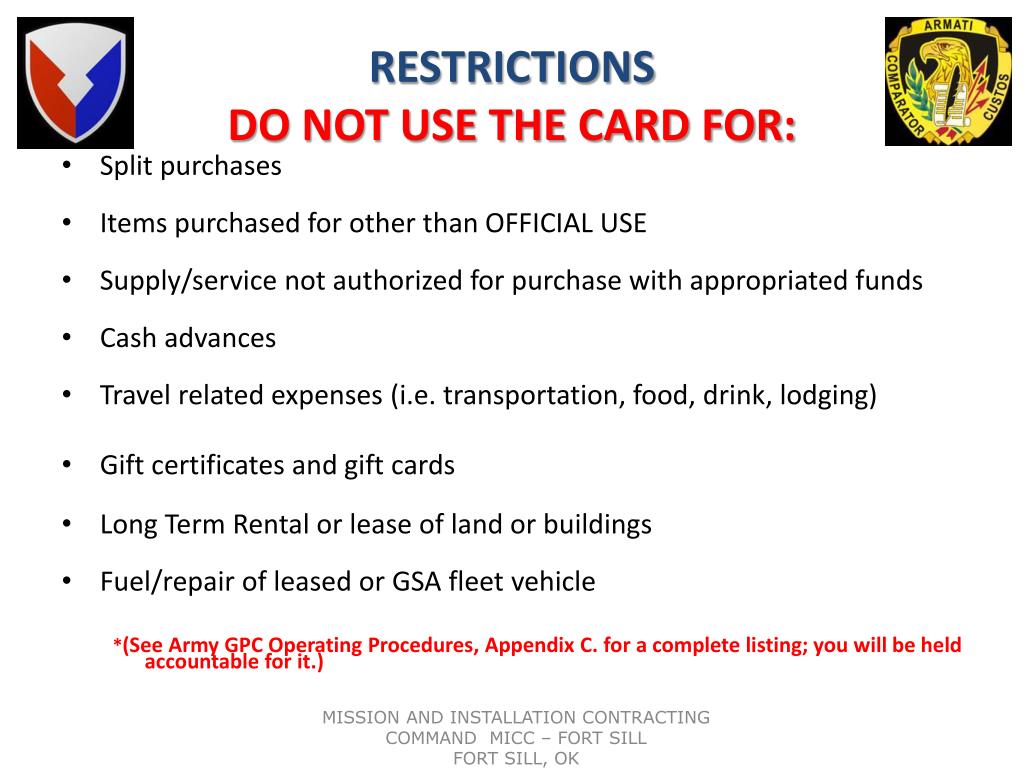 PPT GOVERNMENT PURCHASE CARD Ethics and Operations Training