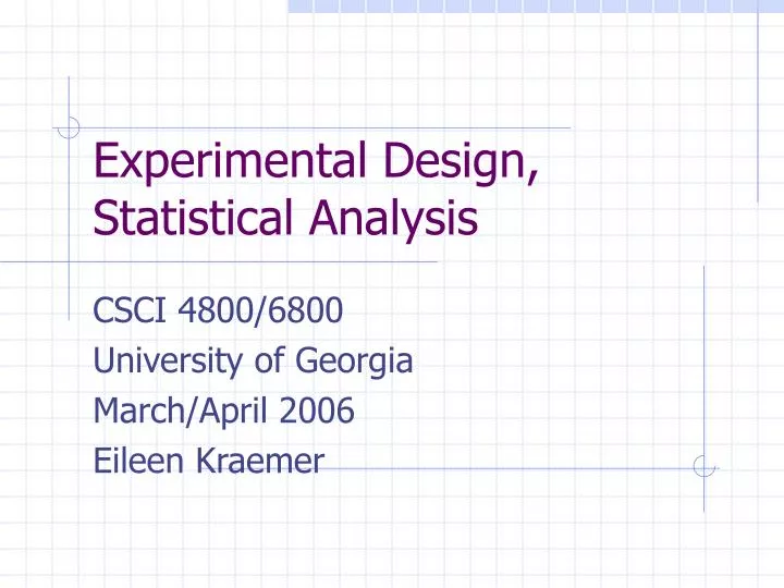 fundamentals of statistical experimental design and analysis