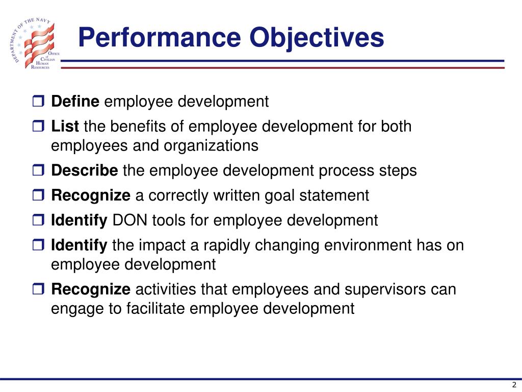 Goals and objectives for job performance