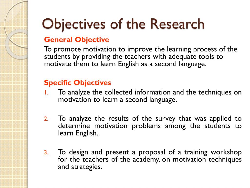 examples of specific research objectives