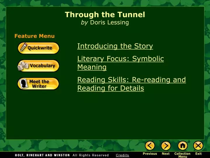 Personal Essay Examples For High School Through The Tunnelby Doris Lessing Warehouse Essay also Fahrenheit 451 Theme Essay Ppt Through The Tunnel By Doris Lessing Powerpoint Presentation The Adventures Of Huckleberry Finn Analysis Essay