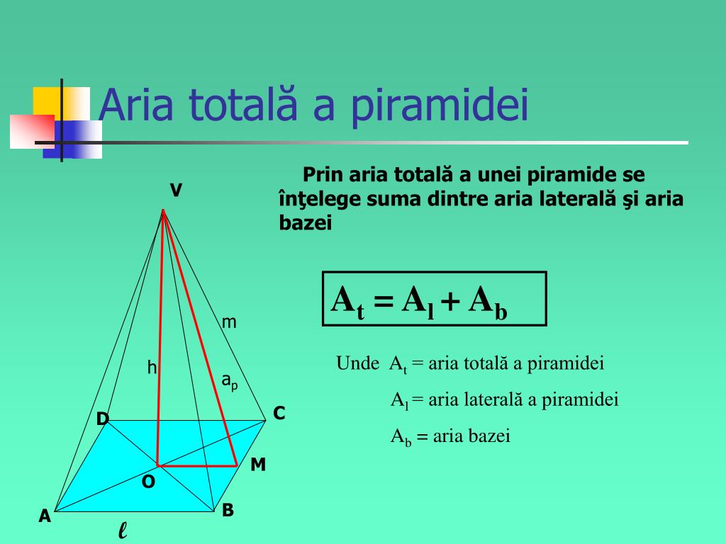 Aria Laterala A Piramidei PPT - CALCULE DE ARII ŞI VOLUME PowerPoint Presentation, free download