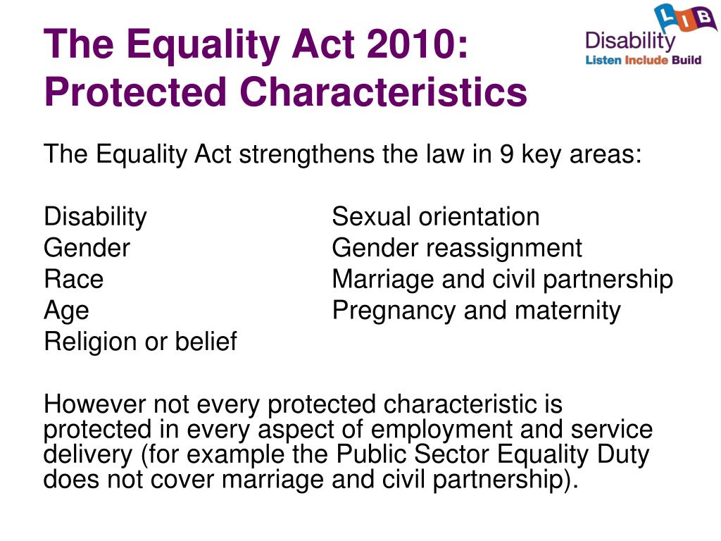 Equality Act 2010 Protected Characteristics 42 OFF