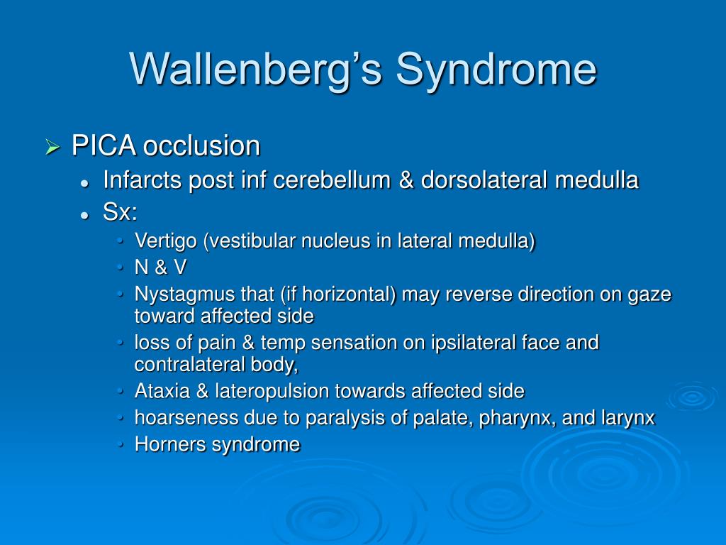 wallenberg syndrome powerpoint pica syndrome