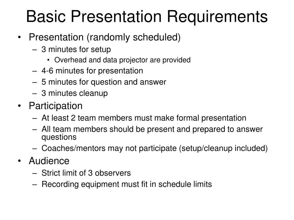 what are presentation requirements