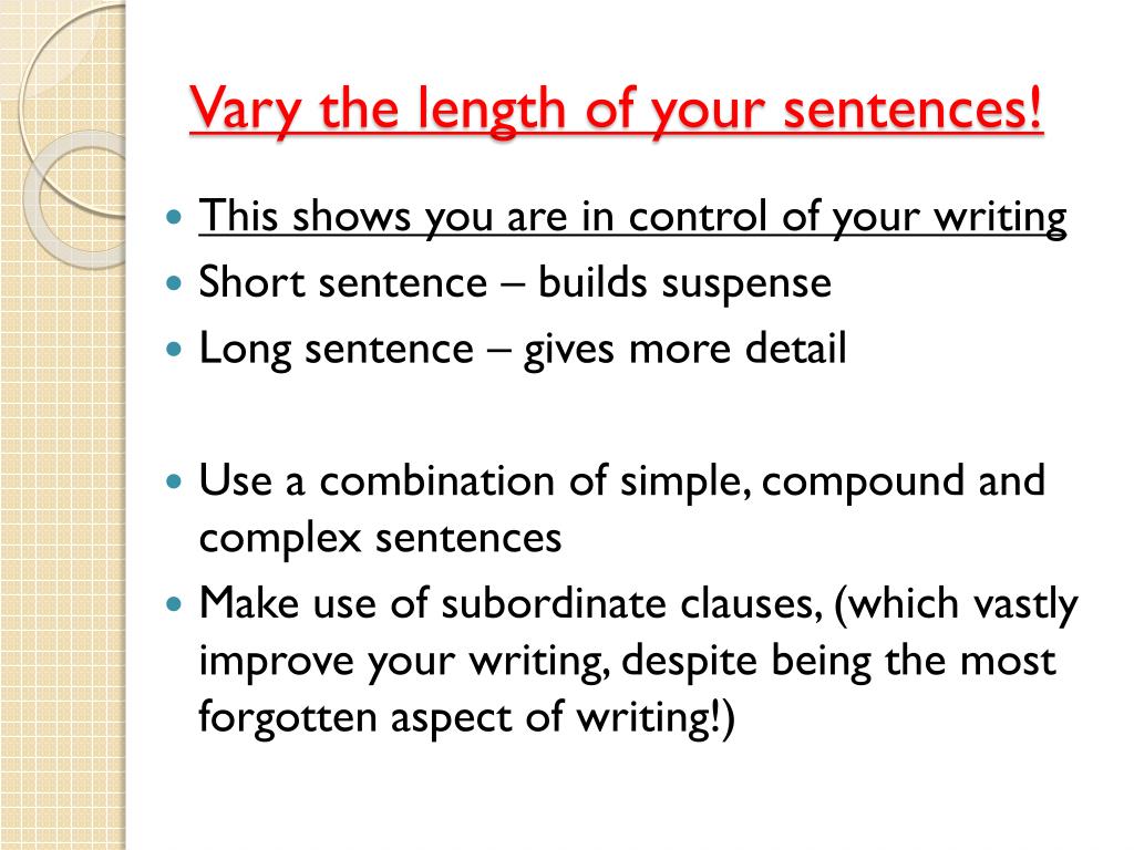 sentence length creative writing