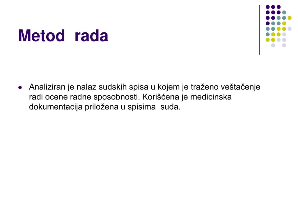 Metod Rada PPT - Dr Slaviša Đukić Dr Gordana Papović Đukić Dr Vesna Glišić ...