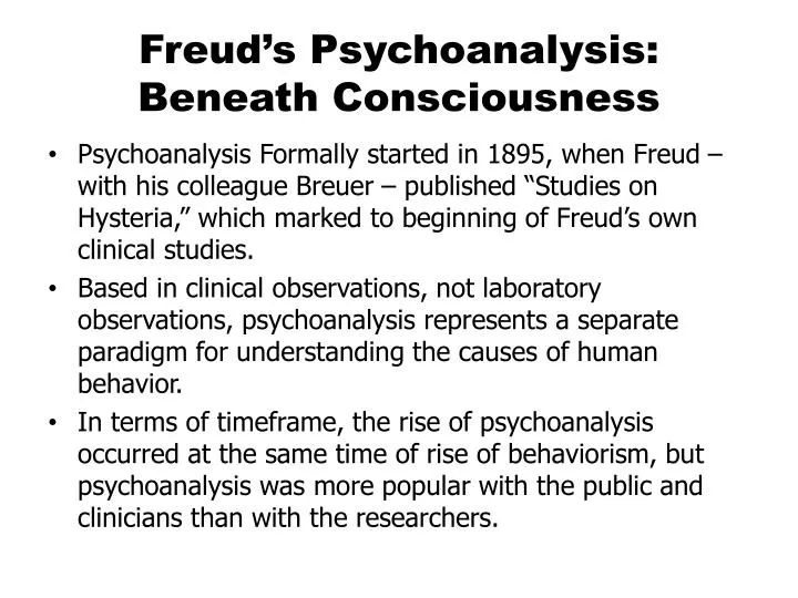 Ppt Freuds Psychoanalysis Beneath Consciousness Powerpoint Presentation Id3007994