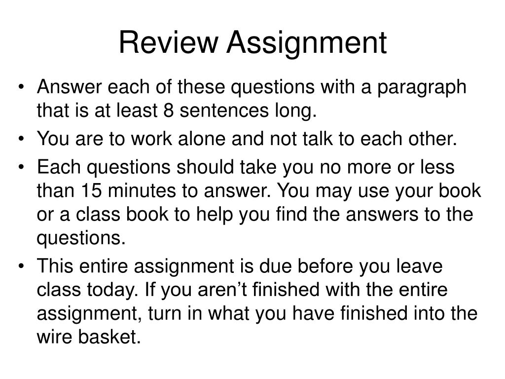 review assignment meaning