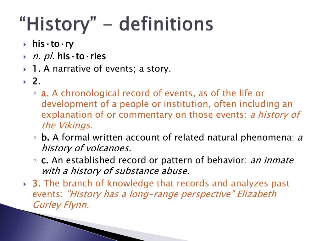 presentation of history meaning