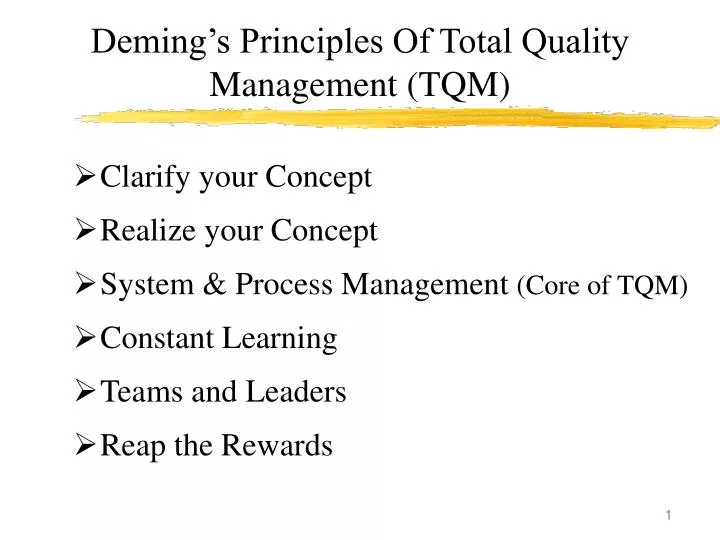 PPT - Deming’s Principles Of Total Quality Management (TQM) PowerPoint ...