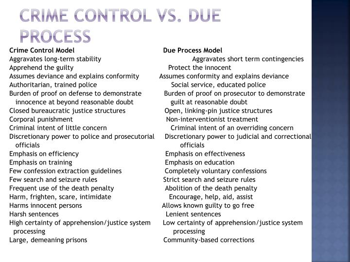 due process vs crime control model due process vs crime control model