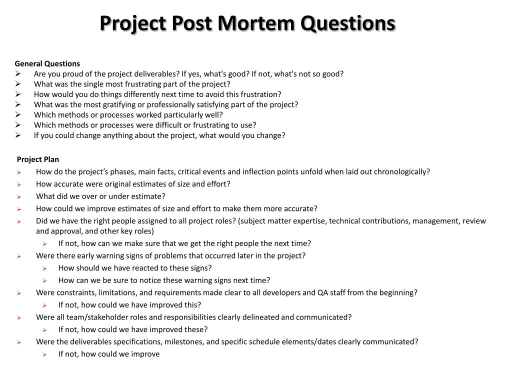 Project Post Mortem Template from image1.slideserve.com