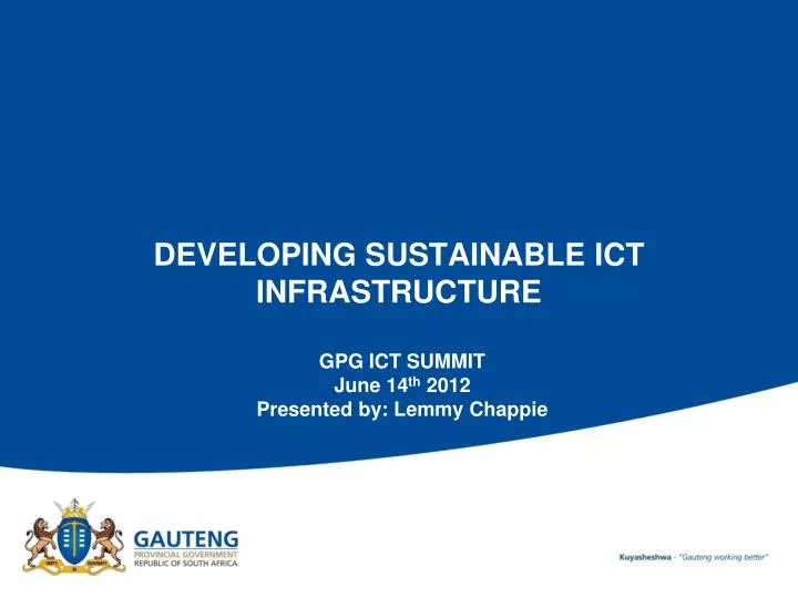 developing sustainable ict infrastructure n.