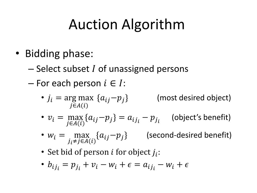 auction algorithm assignment problem