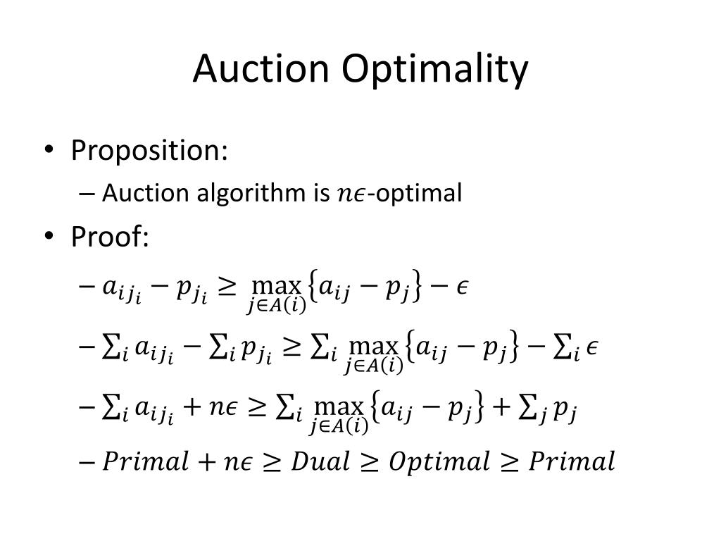 auction algorithm for task assignment