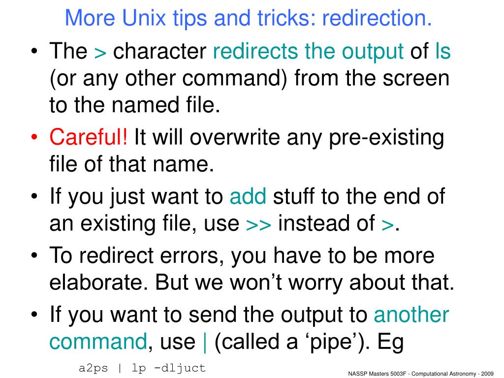 PPT - Unix and Python Tips: Redirection and Good Programming Habits ...