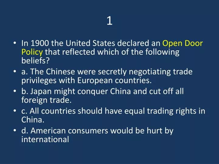 Ppt The Purpose Of America S Open Door Policy Was To