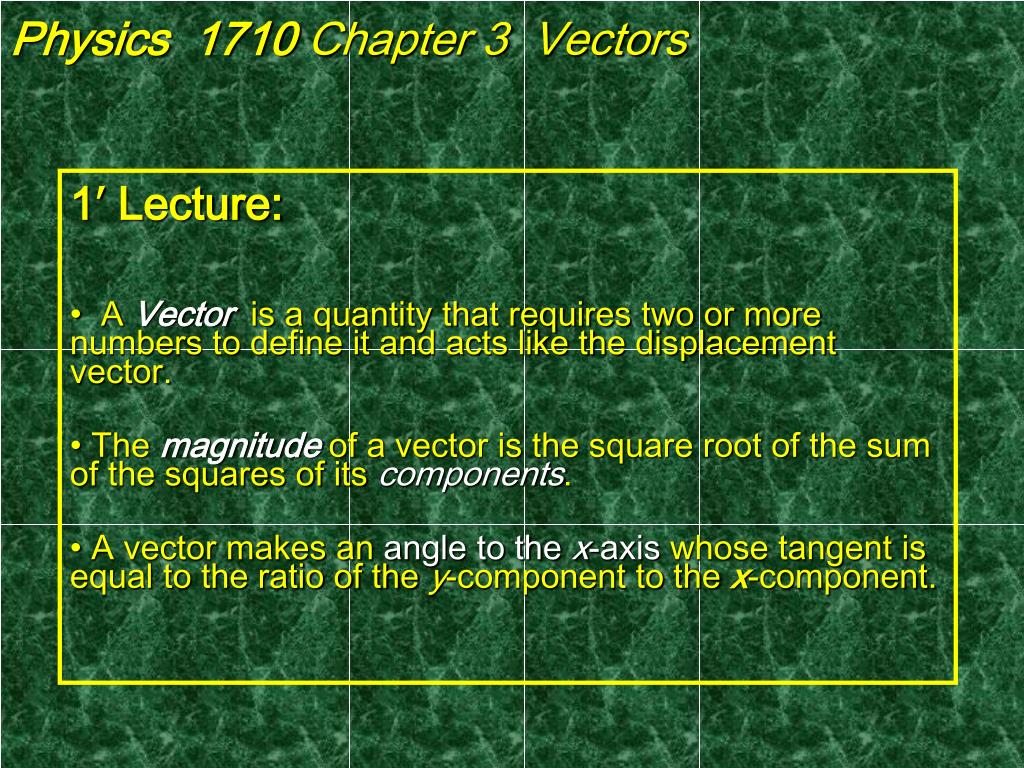 Ppt Physics 1710 Chapter 3 Vectors Powerpoint Presentation Free
