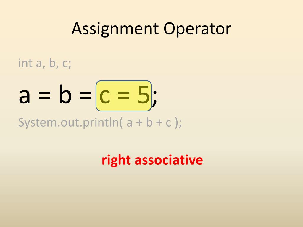 assignment operator x