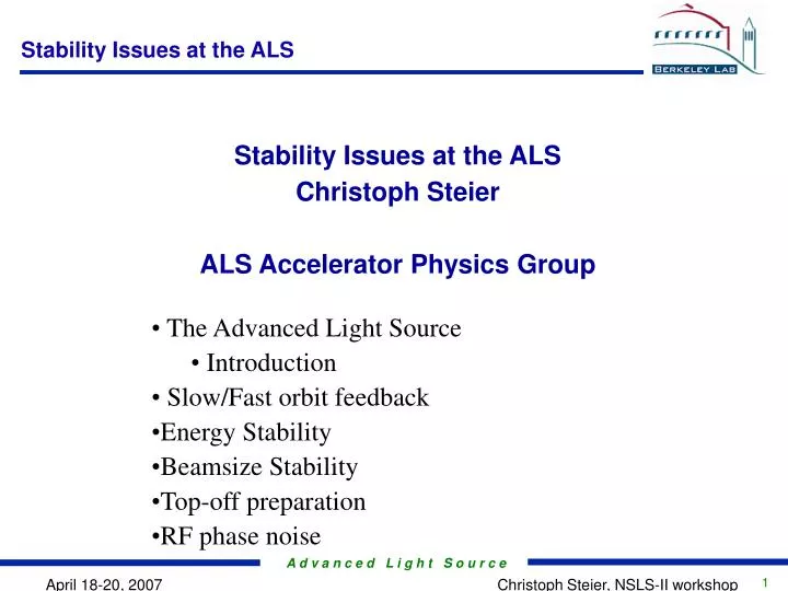 stability issues at the als n.