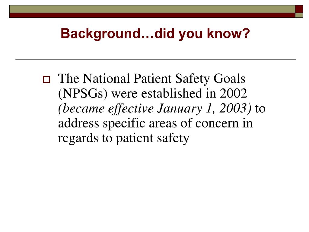 PPT The Joint Commission’s 2013 National Patient Safety Goals