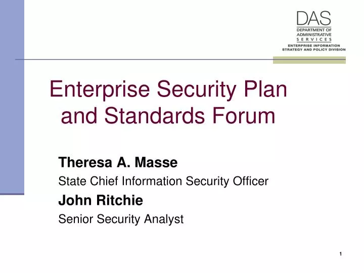 enterprise security plan and standards forum n.