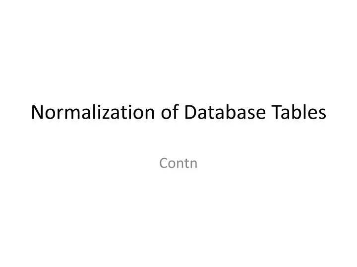 normalization of database tables n.